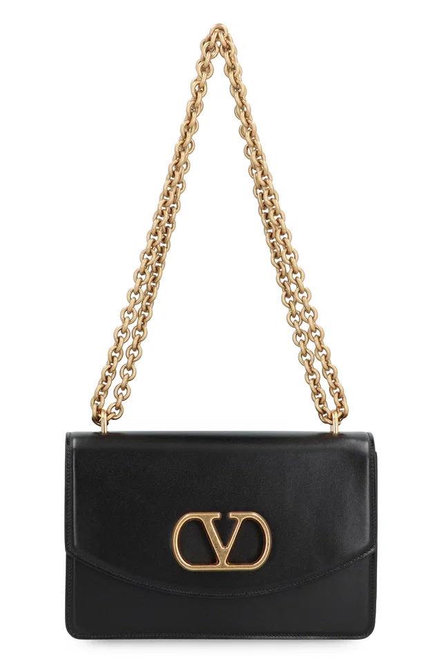 Valentino Garavani Vain Shoulder Bag — Black Calf in Black Calfskin from HEWI