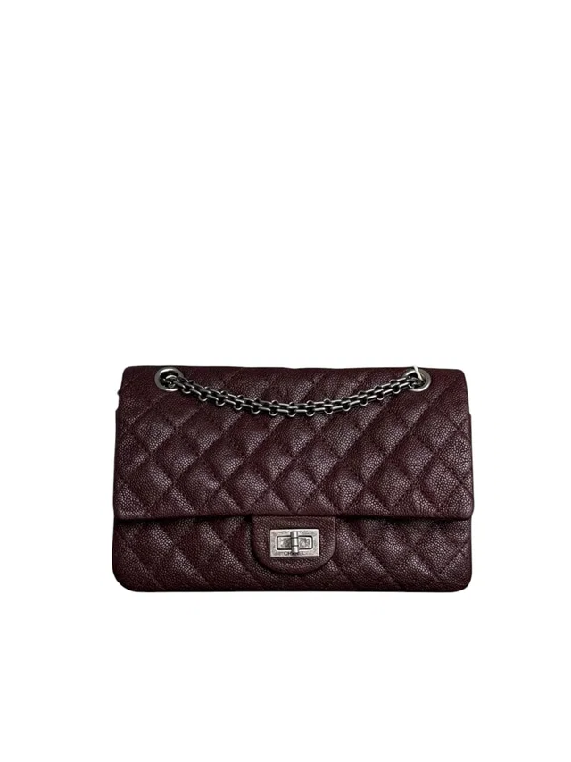 Chanel 2.55 Reissue 225 - 24cm Quilted Caviar Burgundy Brown Ruthenium Silver Hardware Series 16 in Brown Caviar leather from Luxury Promise