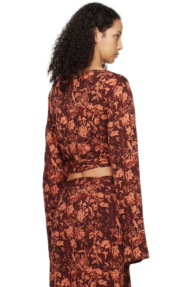 Jade Cropper Brown & Orange Asymmetric T-Shirt, photo 3 of 4 from SSENSE
