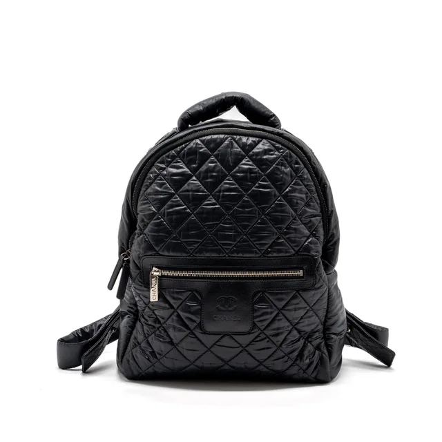 Chanel Coco Cocoon Backpack Quilted Nylon/Leather Black GHW in Black Nylon from EMIER