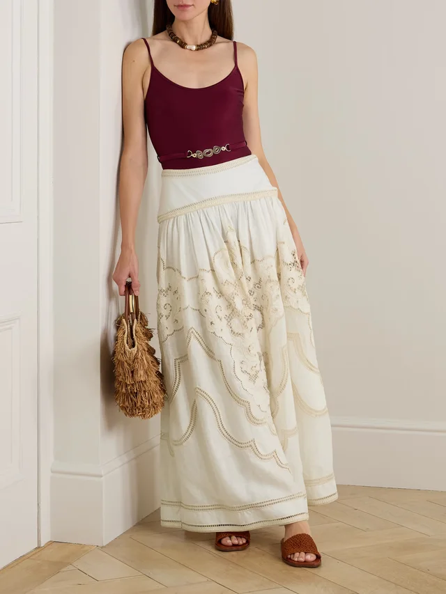 ZIMMERMANN Daylight broderie anglaise linen maxi skirt in Beige, photo 2 of 2 from NET-A-PORTER (Canada)