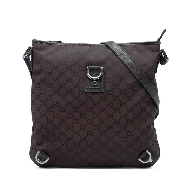 Brown Gucci GG Nylon Abbey D Ring Crossbody in Brown Nylon from Designer Revival