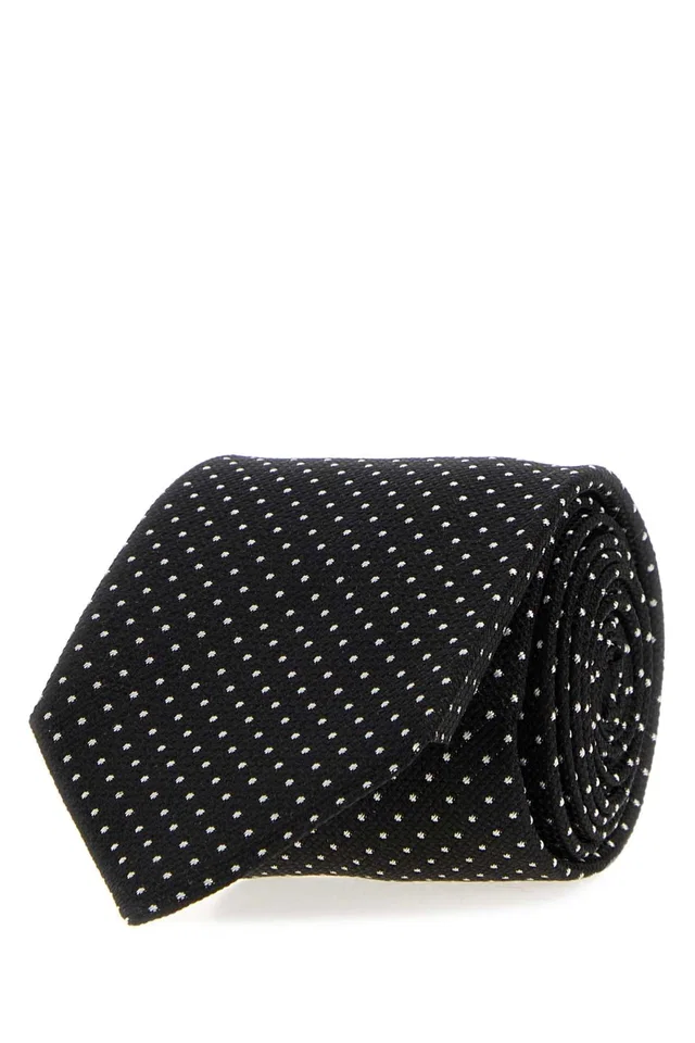 Tom Ford Dots Belt — Black Silk Knit With Silver Studs in Black Silk from HEWI