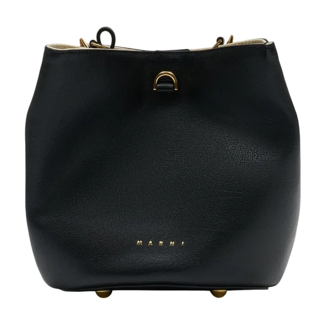 Marni Pannier Shoulder Bag — Black Goatskin in Black Goatskin from HEWI