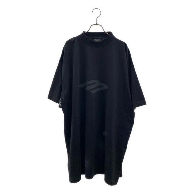 Balenciaga Oversized Tee Distressed Logo Print T-Shirt 4 Black in Black from The Reluxe