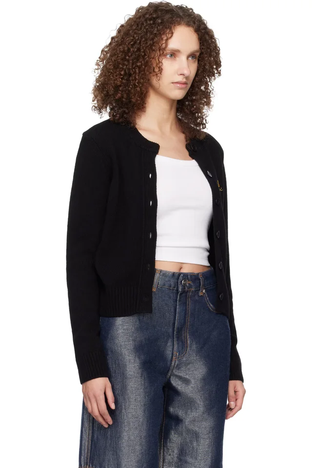 GANNI Black Wool Mix Cardigan, photo 2 of 3 from SSENSE