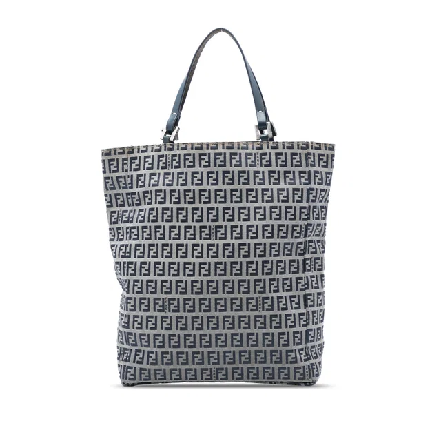 Gray Fendi Zucchino Canvas Tote in Grey Canvas from Designer Revival