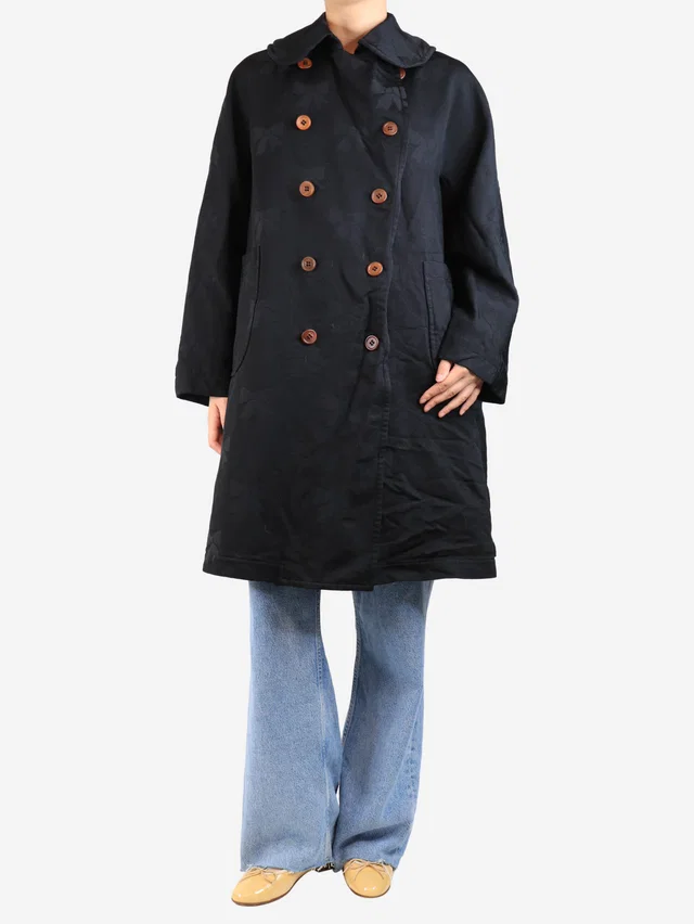 Comme des Garçons Black double-breasted bow jacquard coat - size S in Black from Sign of the Times