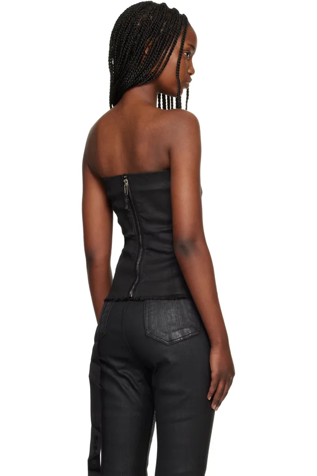 Rick Owens DRKSHDW Black Temple Bustier Denim Top, photo 3 of 4 from SSENSE