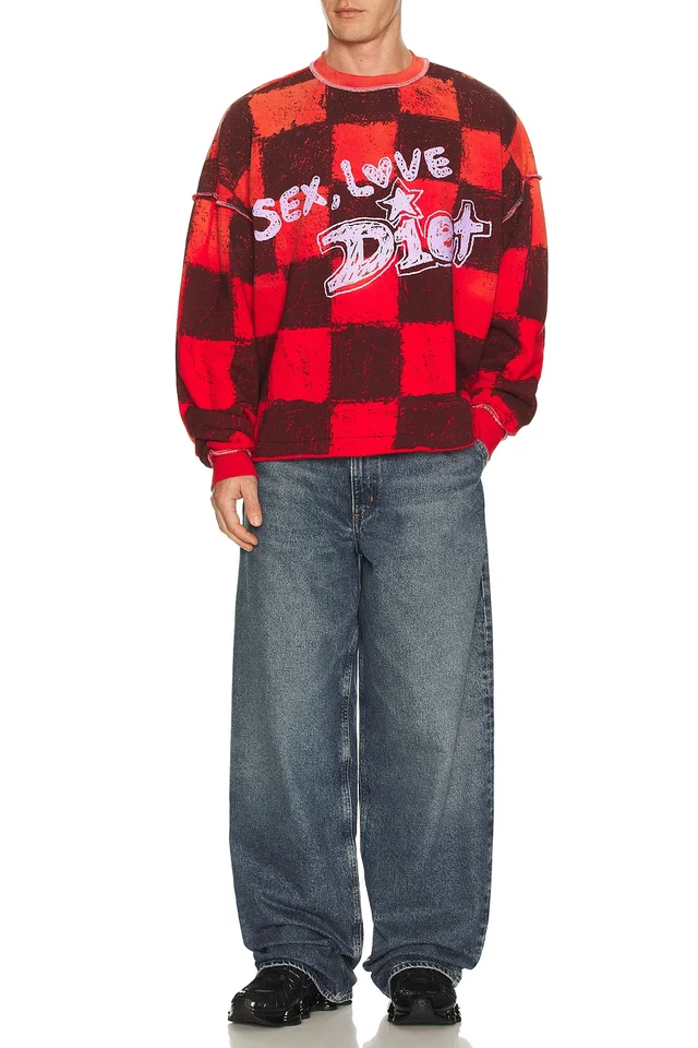 Diet Starts Monday SL&D Crewneck Sweatshirt in Checkered Red, photo 3 of 4 from REVOLVE (Canada)