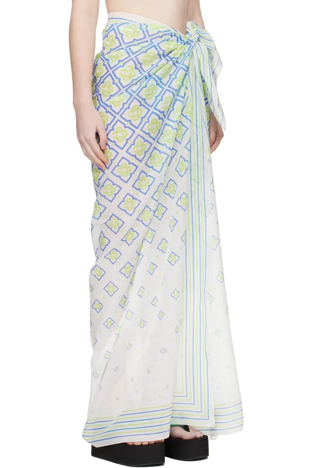 Casablanca White Degrade Monogram Pareo Cover-up Skirt, photo 2 of 4 from SSENSE