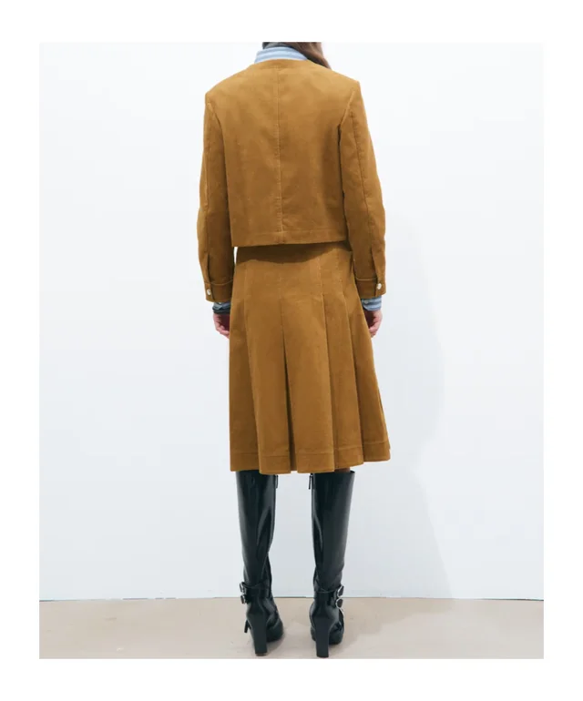 Tory Burch Pleated Corduroy Midi Skirt, image 1 of 1 from SENSER