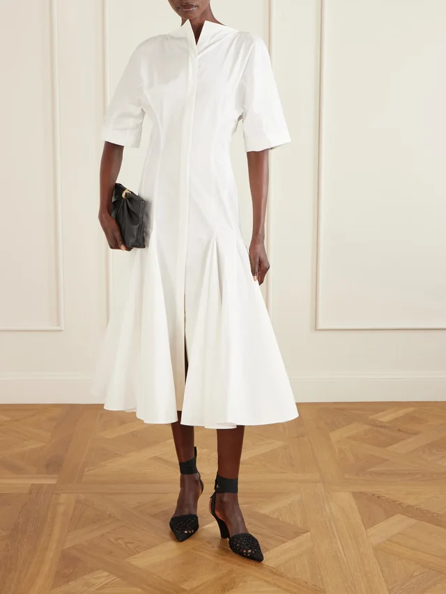 JACQUEMUS Moisson pleated cotton-poplin shirt dress in White, photo 2 of 2 from NET-A-PORTER (Canada)