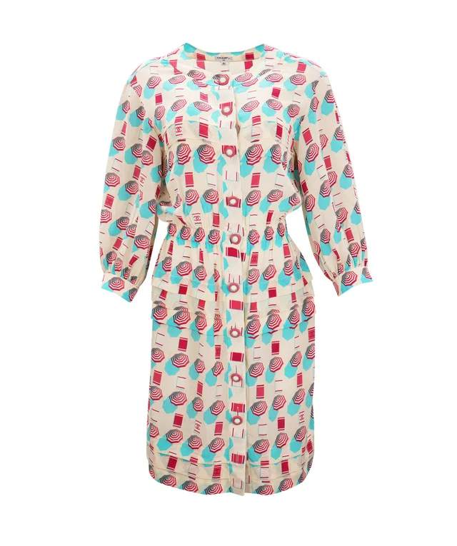 Chanel 2019 Spring/Summer Graphic Print Silk Dress Size 36 in Silk from Luxury Promise