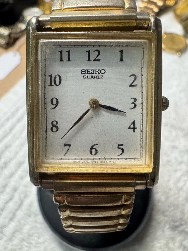 Seiko Gold Tone Rectangular Men's Watch With White Dial in white|gold from Poshmark