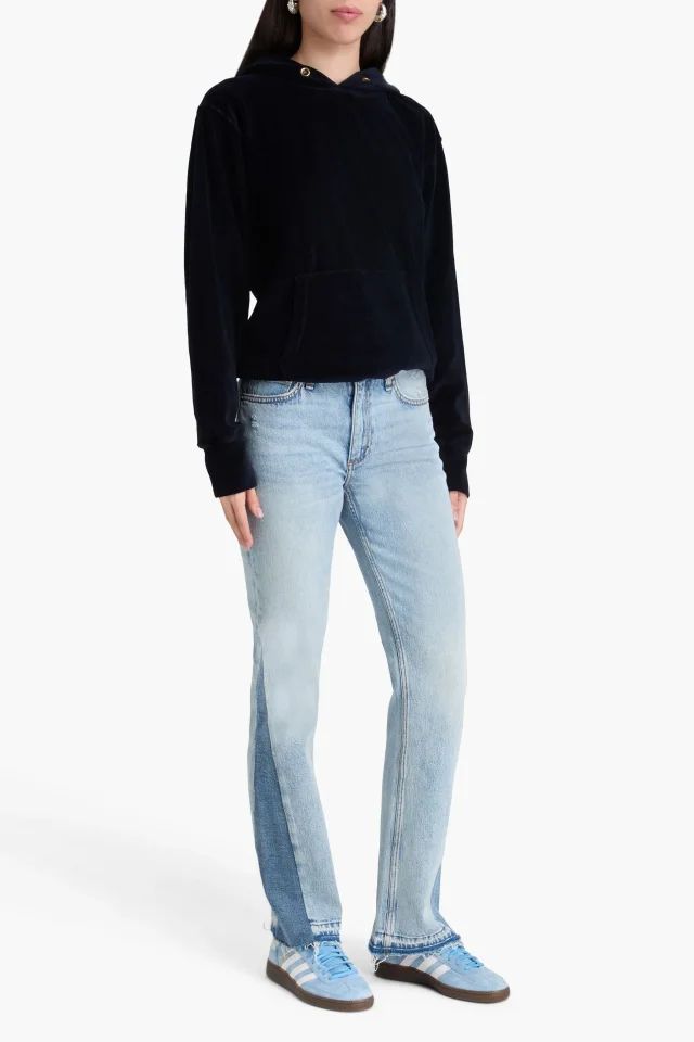 Les Tien Cotton-Blend Velour Hoodie in Midnight blue, photo 2 of 4 from THE OUTNET