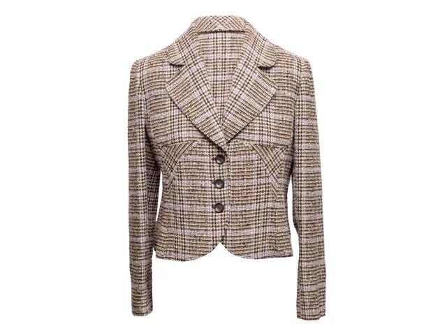 Brown & Purple Valentino Wool Glen Plaid Blazer Size US 12 in Brown Wool from Designer Revival, photo 1 of 1