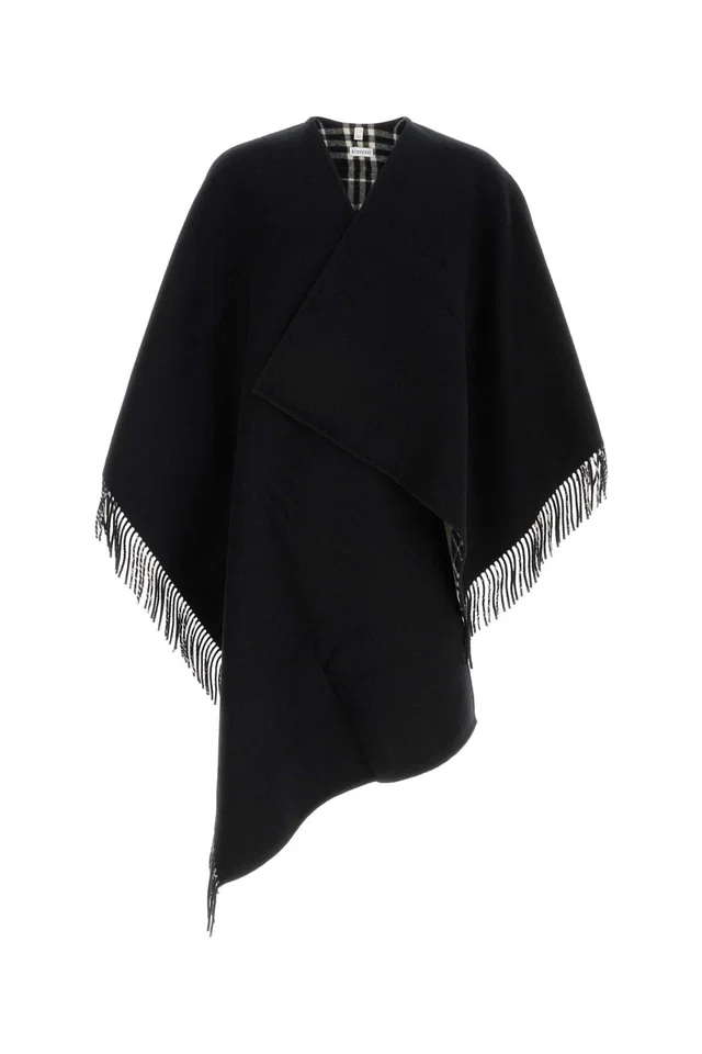 Burberry Coniston Shawl — Black Exterior: Wool Shawls in Black Wool from HEWI