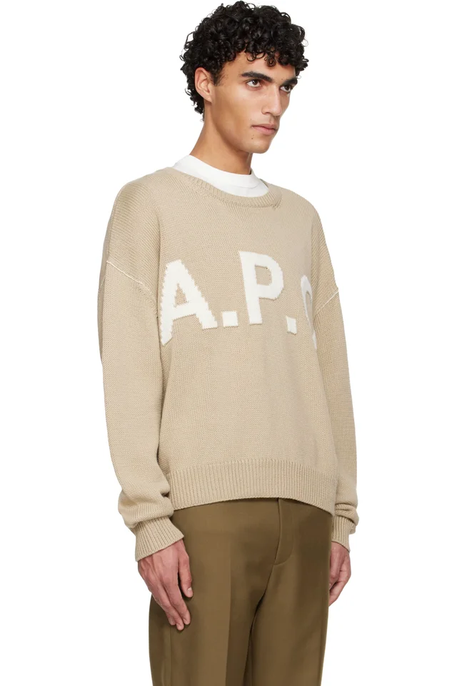 Beige Logo 'A.P.C.' Sweater, photo 2 of 3 from SSENSE