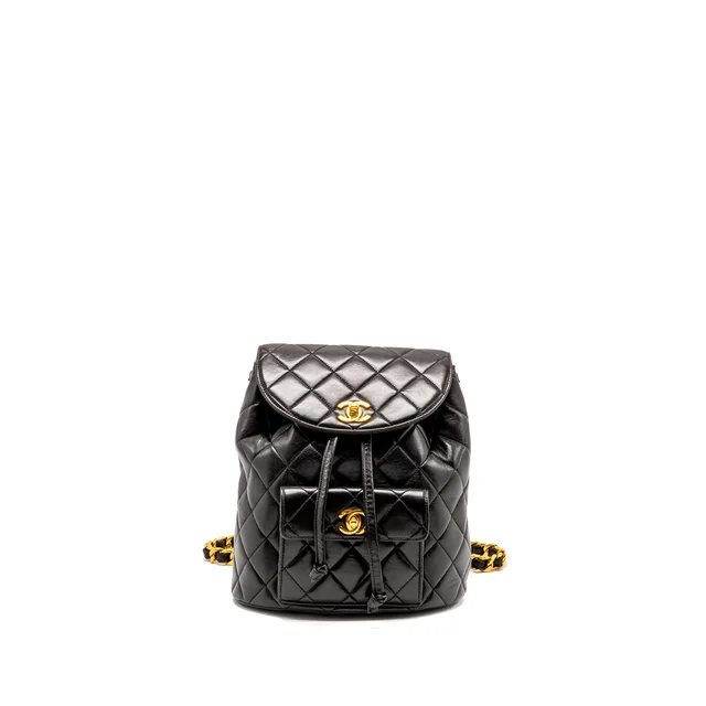 Chanel Vintage Duma Backpack Lambskin Black GHW in Black Lambskin from EMIER