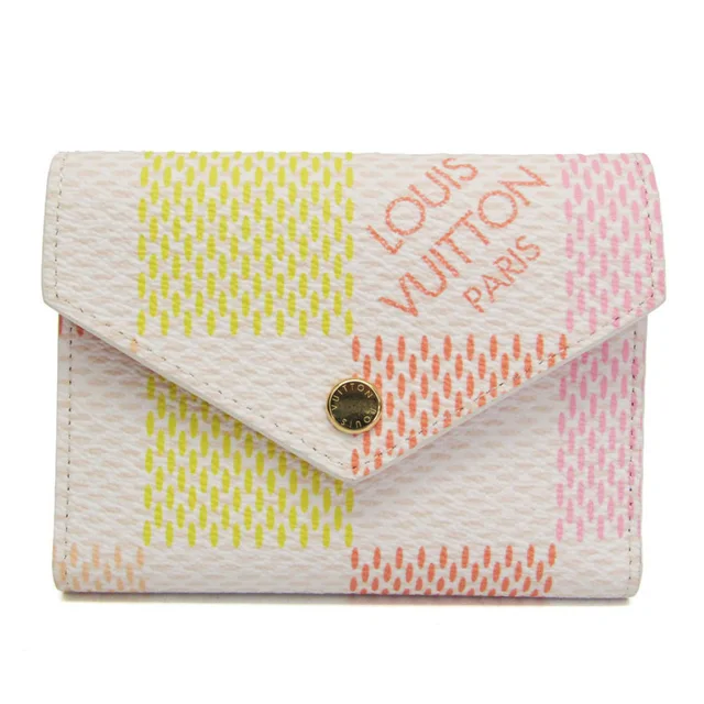 Louis Vuitton DAMIERLICIOUS Victorine Wallet N40638 Women's Coated Canvas in Light beige/Pink/Yellow Coated canvas , Leather from Elady
