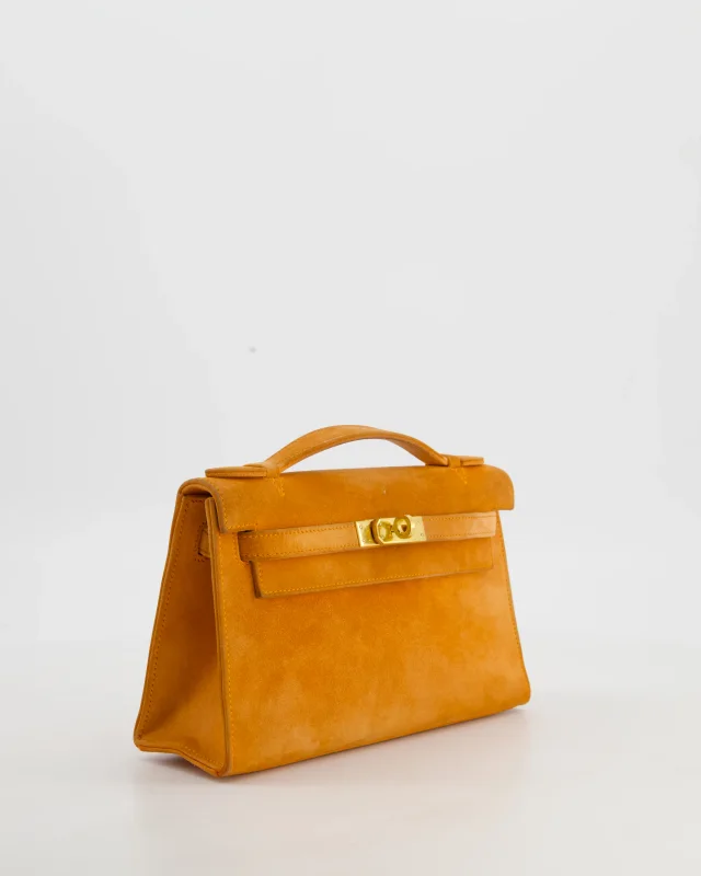 Hermès Vintage Mini Kelly Pochette Bag in Orange Calfskin from Sellier, photo 4 of 23