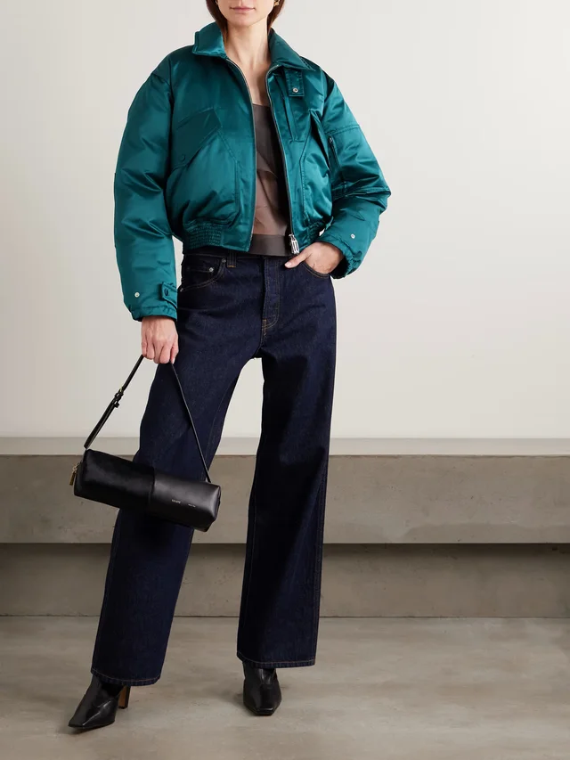 VICTORIA BECKHAM Padded cotton-blend sateen down bomber jacket in Blue, photo 2 of 2 from NET-A-PORTER (Canada)
