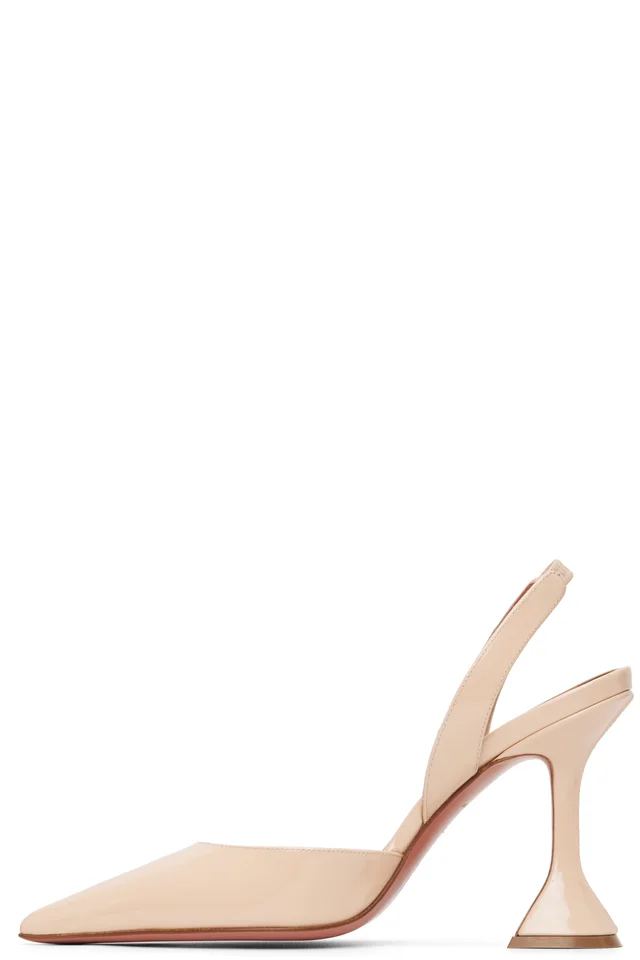 Amina Muaddi Beige Holli Sling 95 Heels, photo 3 of 5 from SSENSE