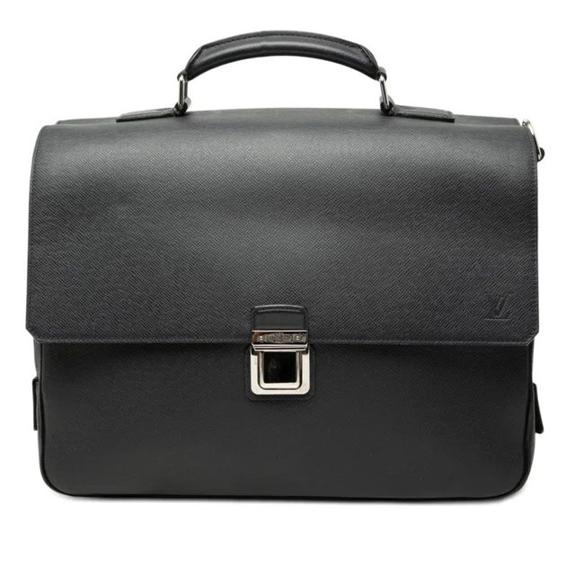 Black Louis Vuitton Taiga Vassili PM Business Bag in Black Leather from Designer Revival