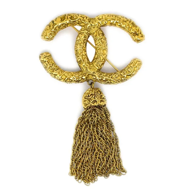 Chanel 1993 Florentine Filigree Tassel Brooch Large from AMORE Vintage Tokyo