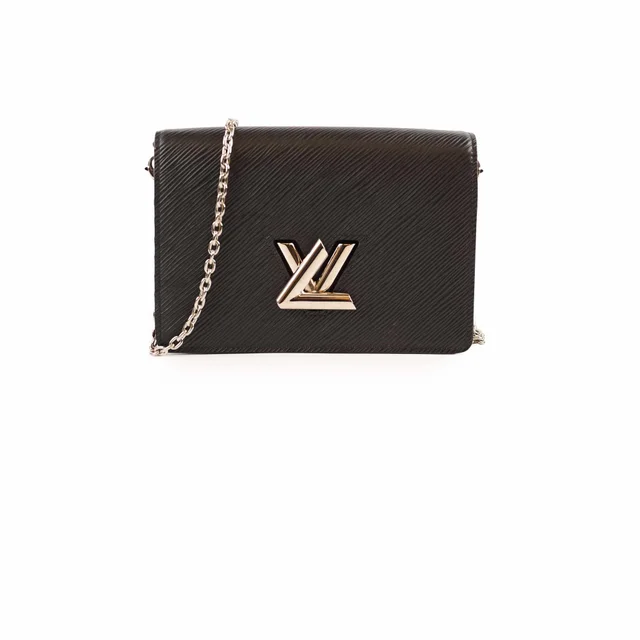 Louis Vuitton Twist Wallet On Chain WOC Black Epi in Black Leather from The Purse Affair