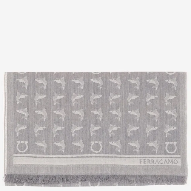 Ferragamo Wool Scarf — Gray Scarfs in Grey Wool from HEWI
