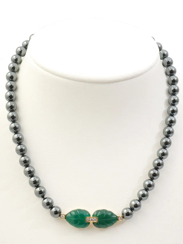 Cartier 18K Patiala Necklace Gold/Grey/Green in Green from VINTAGE QOO TOKYO