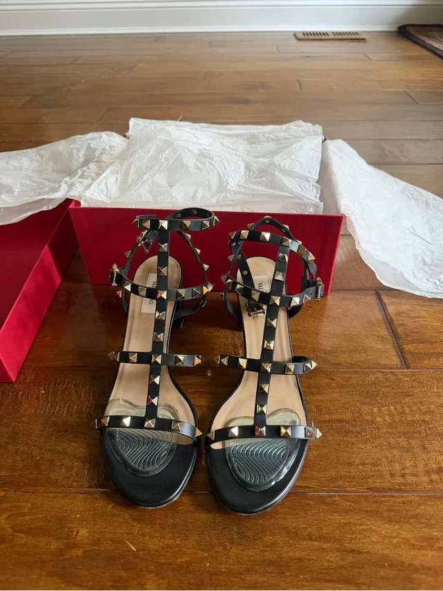 Valentino Garavani Rockstud Heels in gold|black from Poshmark