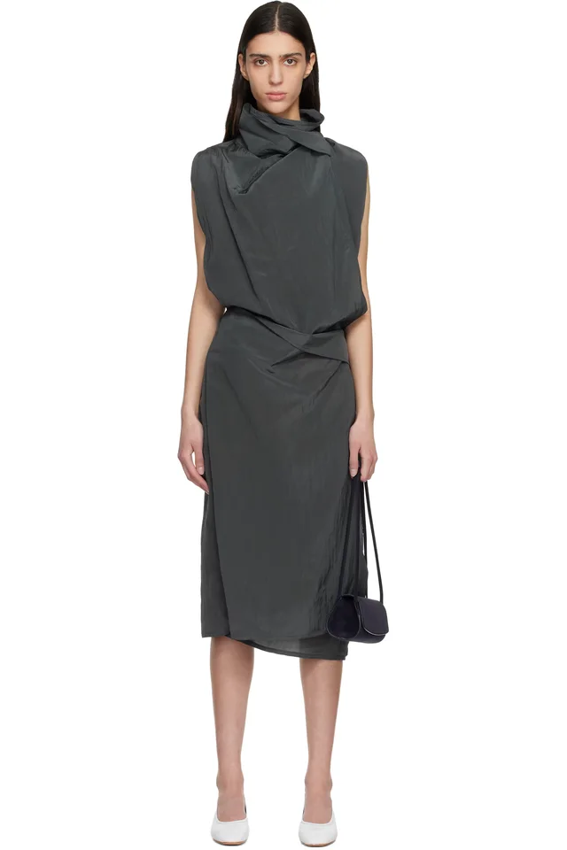 LE17SEPTEMBRE Black Celia Wrap Midi Dress, image 1 of 1 from SSENSE