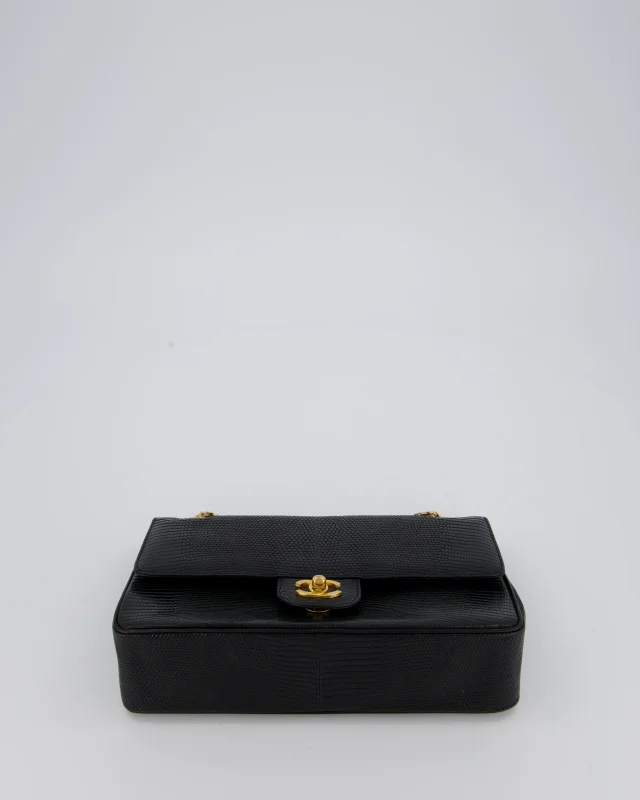 Chanel Vintage Medium Classic Flap Bag in Black Lizard from Sellier, photo 19 of 20