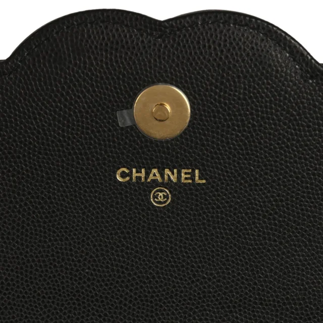 Chanel "Neo Filigree" Wallet on Chain WOC Black Grained Calfskin Gold Hardware in Black Caviar leather from Madison Avenue Couture, photo 8 of 9