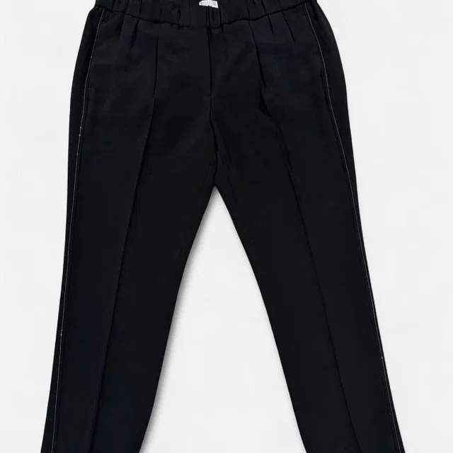 Brunello Cucinelli Women's Black Trousers in black Silk from Poshmark