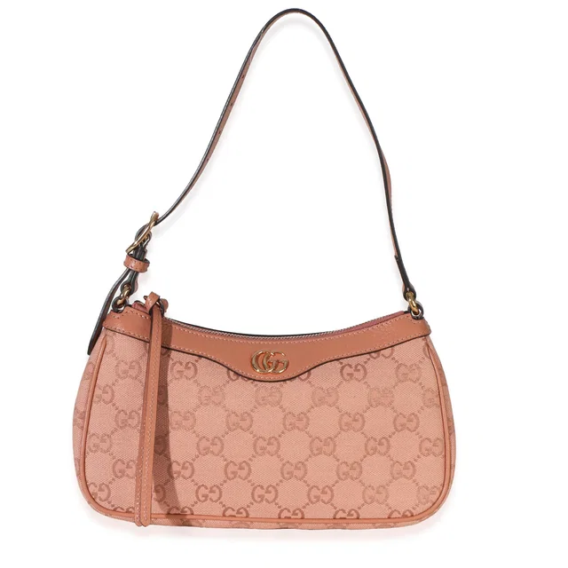 Gucci Light Pink GG Canvas Small Ophidia Shoulder Bag in Pink Canvas from myGemma