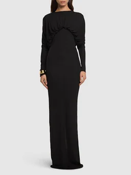 16arlington Long dress with draped sleeves in 100% Viscose, photo 2 of 5 from LUISAVIAROMA