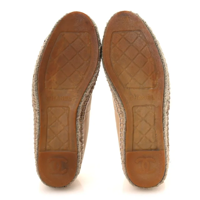 Chanel CC Espadrilles 37 Beige Black in Black Lambskin from FASHIONPHILE, photo 7 of 15