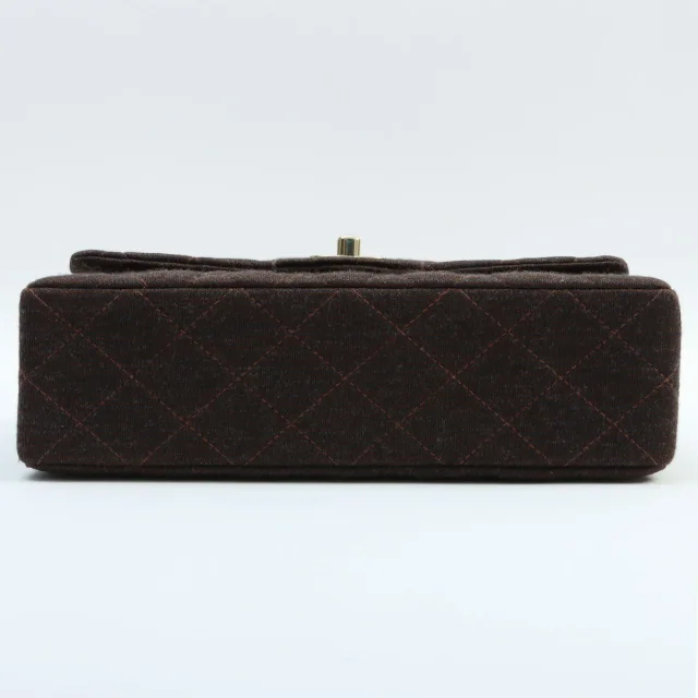 Chanel Circa 2000 Cotton Classic Flap Design Chain Bag Brown from VINTAGE QOO TOKYO, photo 10 of 12