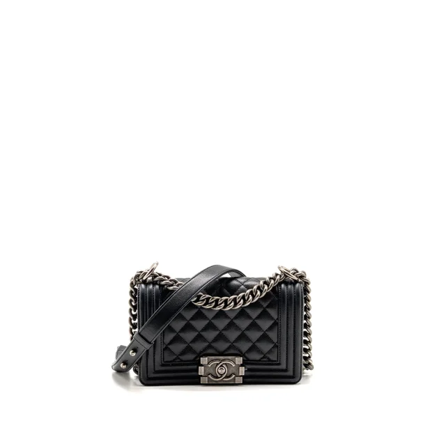 Chanel Small Boy Bag Caviar Black ruthenium Hardware in Black Caviar leather from EMIER