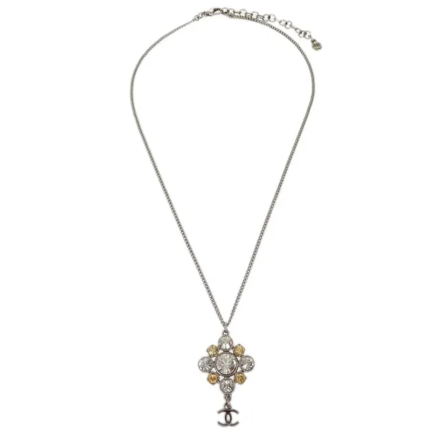 Chanel Cc Cluster Drop Pendant Metal With Crystals Silver _plated Jewelry in Silver from HEWI