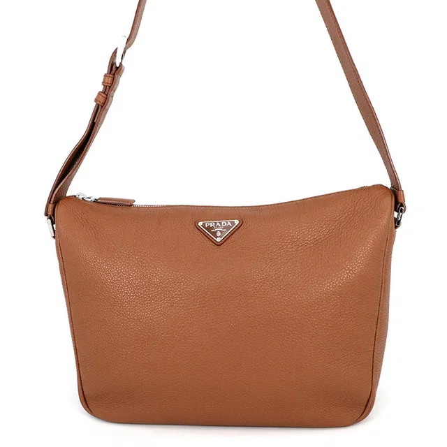 Prada Vitello Dino Shoulder Bag Brown2VH182 Grain Leather in Leather from GALLERY RARE