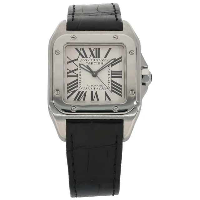 Cartier Santos 100 W20106X8 33mm Stainless Steel Watch in Leather from H&T