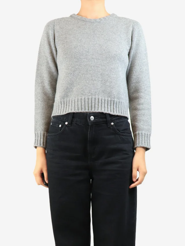 Celine Grey cropped cashmere jumper - size M in Grey Cashmere from Sign of the Times