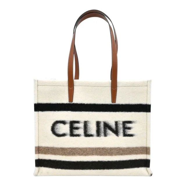 Celine Large Cabas Striped Textile Tote Bag in Canvas from Clotheshorse Anonymous