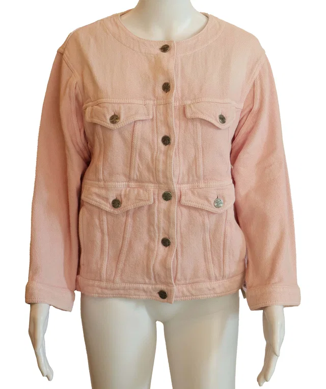 Chanel Pink Denim Jacket FT34 in Pink Denim from Luxury Promise