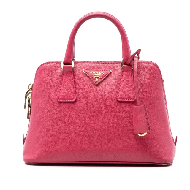 Pink Prada Small Saffiano Lux Promenade Satchel in Pink Saffiano leather from Designer Revival